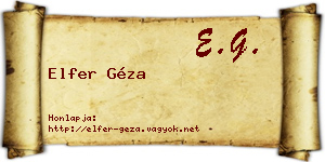 Elfer Géza névjegykártya
